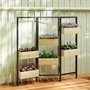 Voir la diapositive 2 : OUTSUNNY Séparateur de pièce intérieur extérieur 3 panneaux - 6 jardinières - acier noir bois