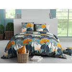 ATELIER DU COTON Parure de couette gink 100% coton 57fils. Coloris disponibles : Bleu