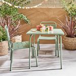 SWEEEK Salon de jardin enfant table et chaises métal Anna - 2 places, 48x48cm. Coloris disponibles : Vert, Orange
