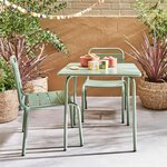 SWEEEK Salon de jardin enfant table et chaises métal Anna - 2 places, 48x48cm. Coloris disponibles : Vert, Orange
