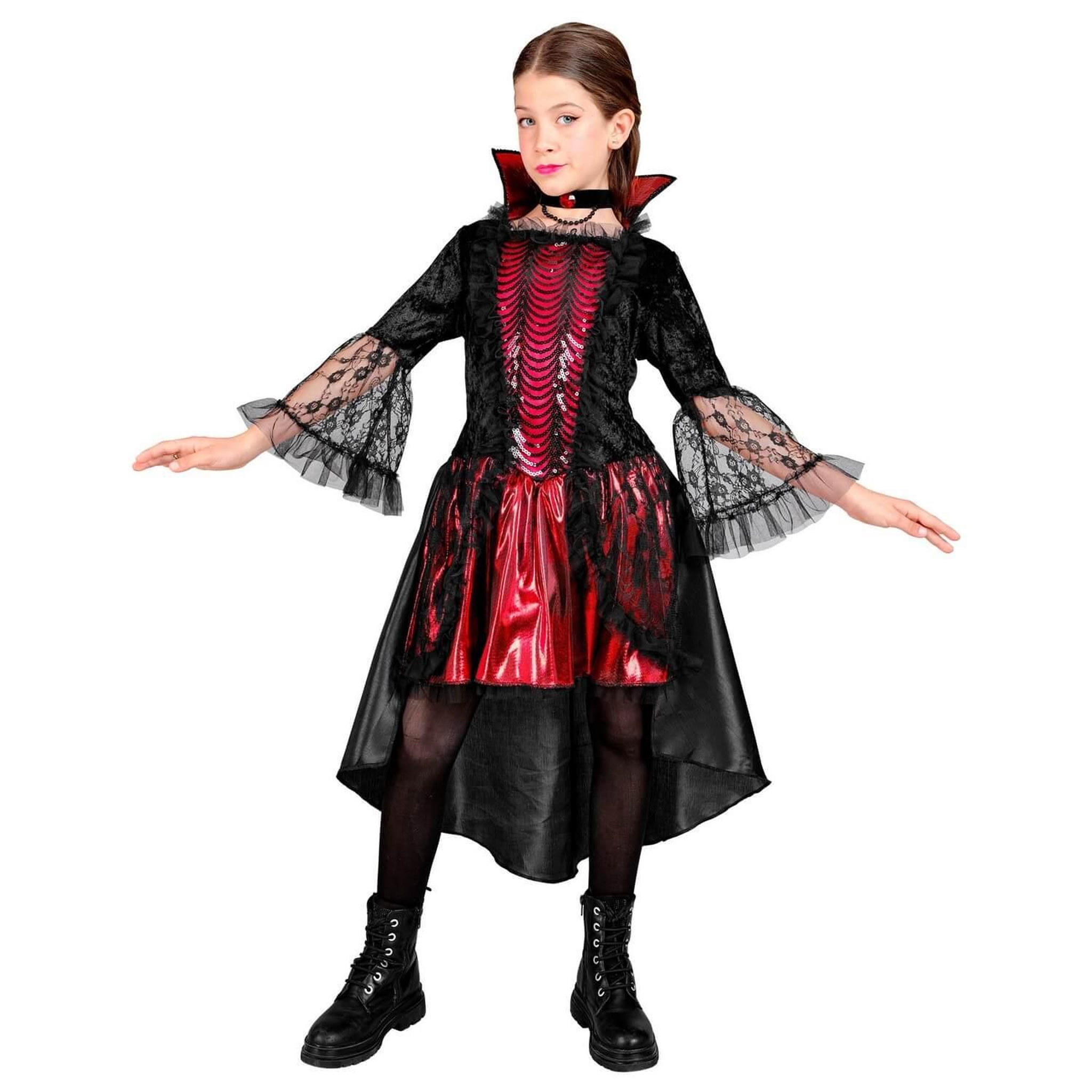 Voir la diapositive 2 : WIDMANN Déguisement Vampiria - Fille - 8/10 ans (128 à 140 cm)