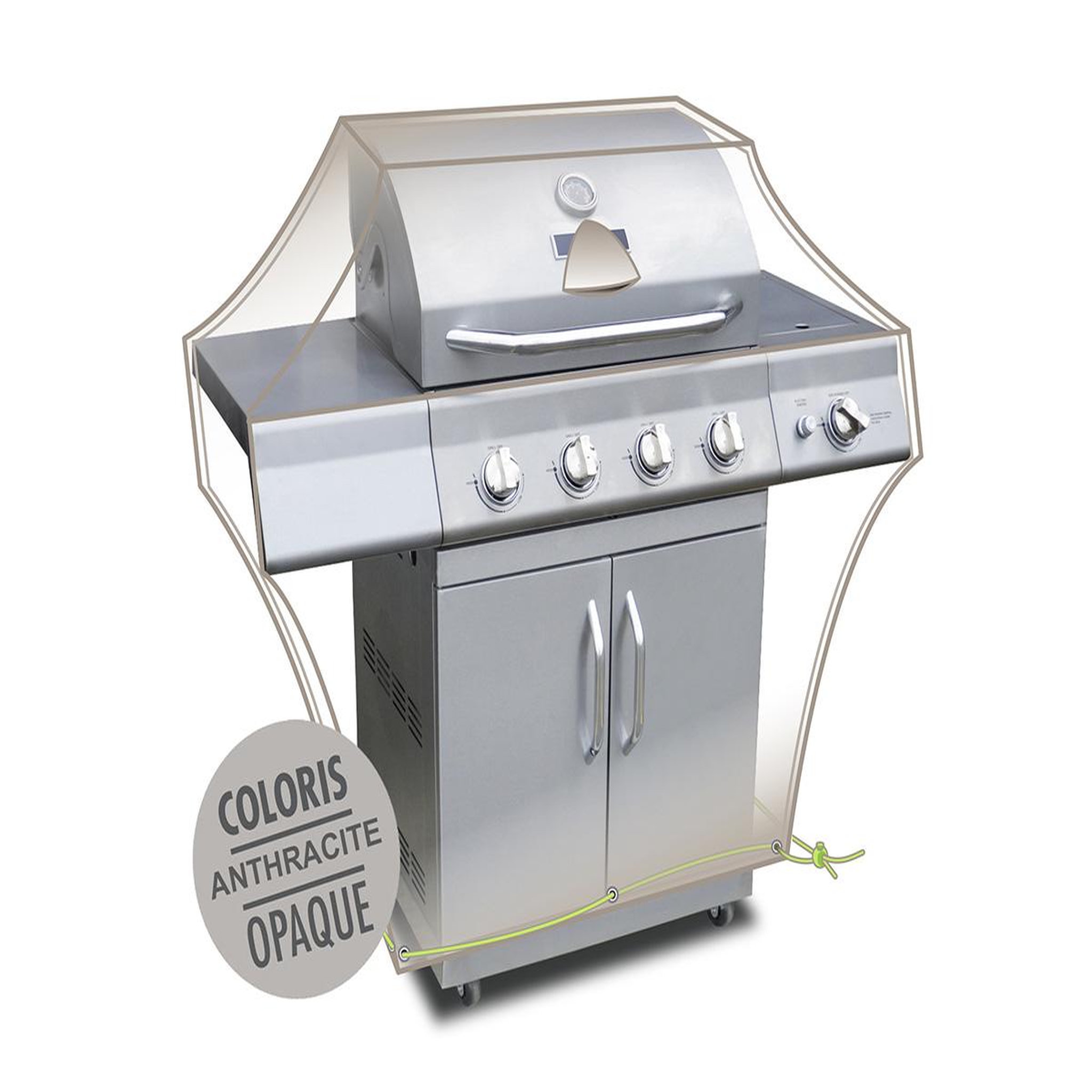 Jardiline Housse pour barbecue à gaz avec tablettes latérales Cover Air - 147 x 80 x 90 cm - Jardiline