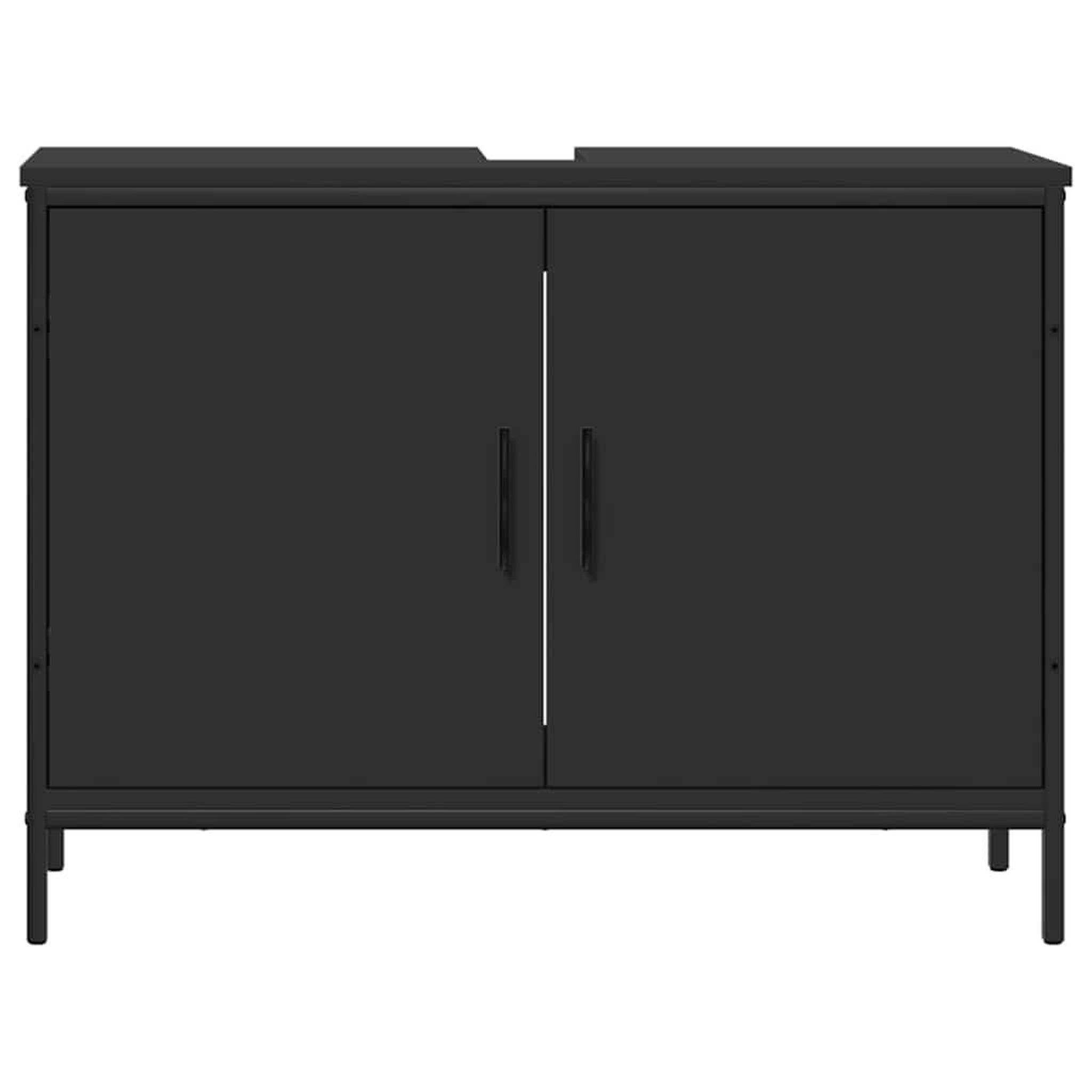 Voir la diapositive 5 : VIDAXL Armoire lavabo de salle de bain noir 80x30x60 cm