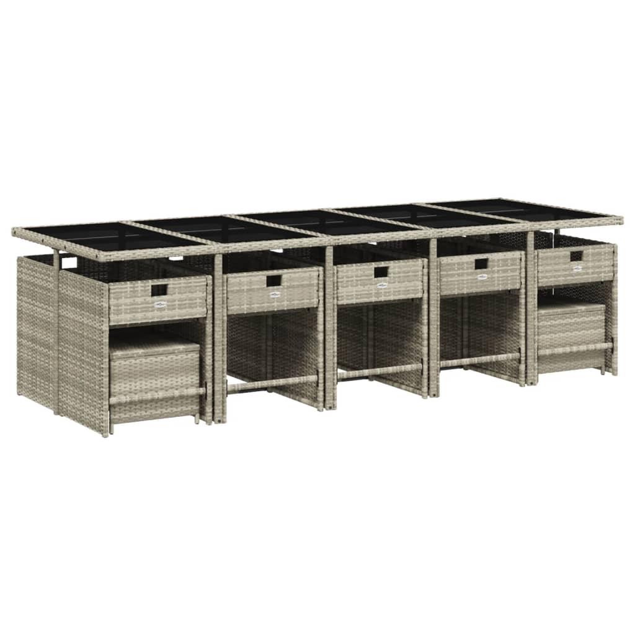 Voir la diapositive 5 : VIDAXL Ensemble a manger de jardin et coussins 15 pcs gris clair rotin