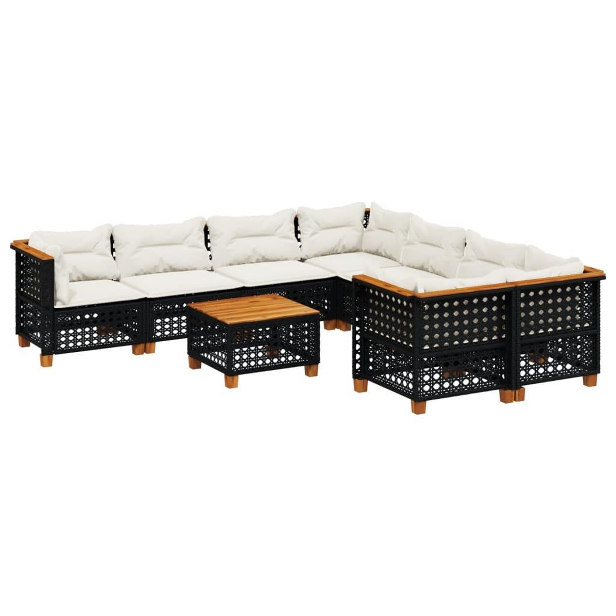 Voir la diapositive 2 : VIDAXL Salon de jardin 9 pcs avec coussins noir resine tressee