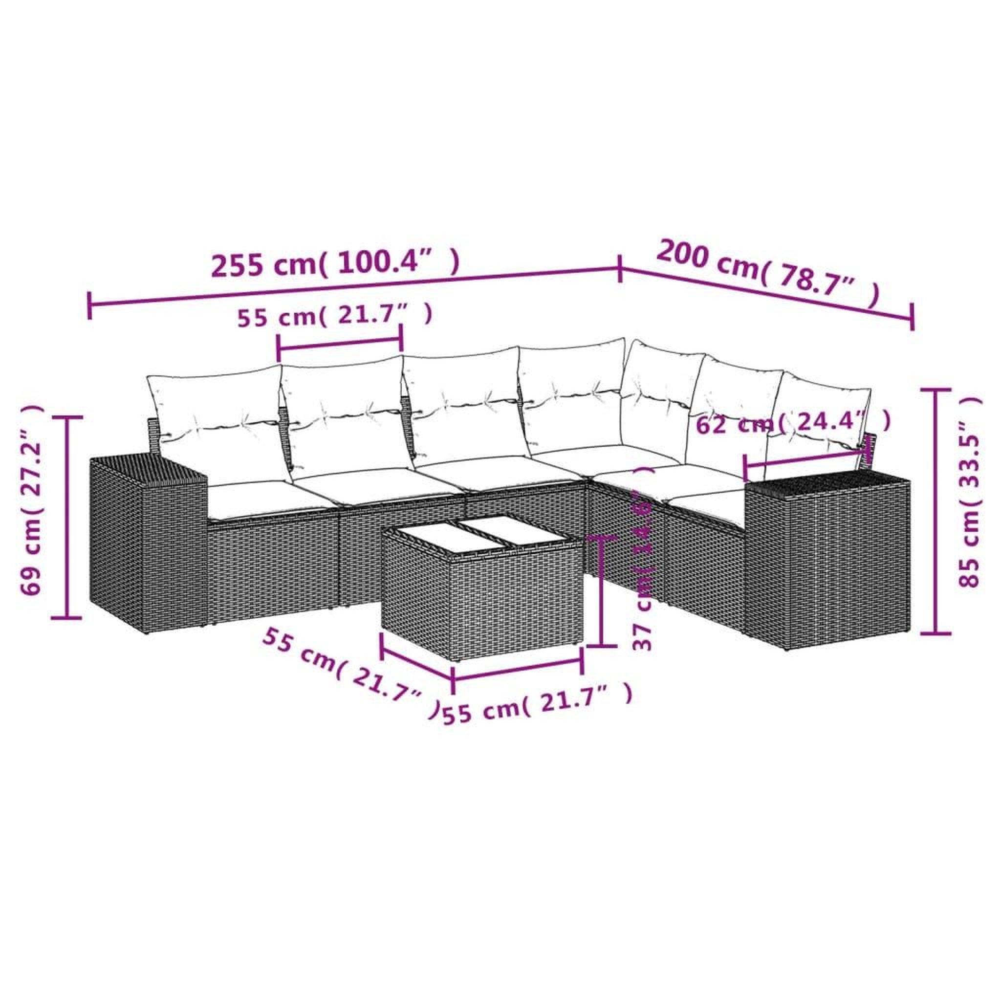 Voir la diapositive 6 : VIDAXL Salon de jardin avec coussins 7 pcs beige resine tressee