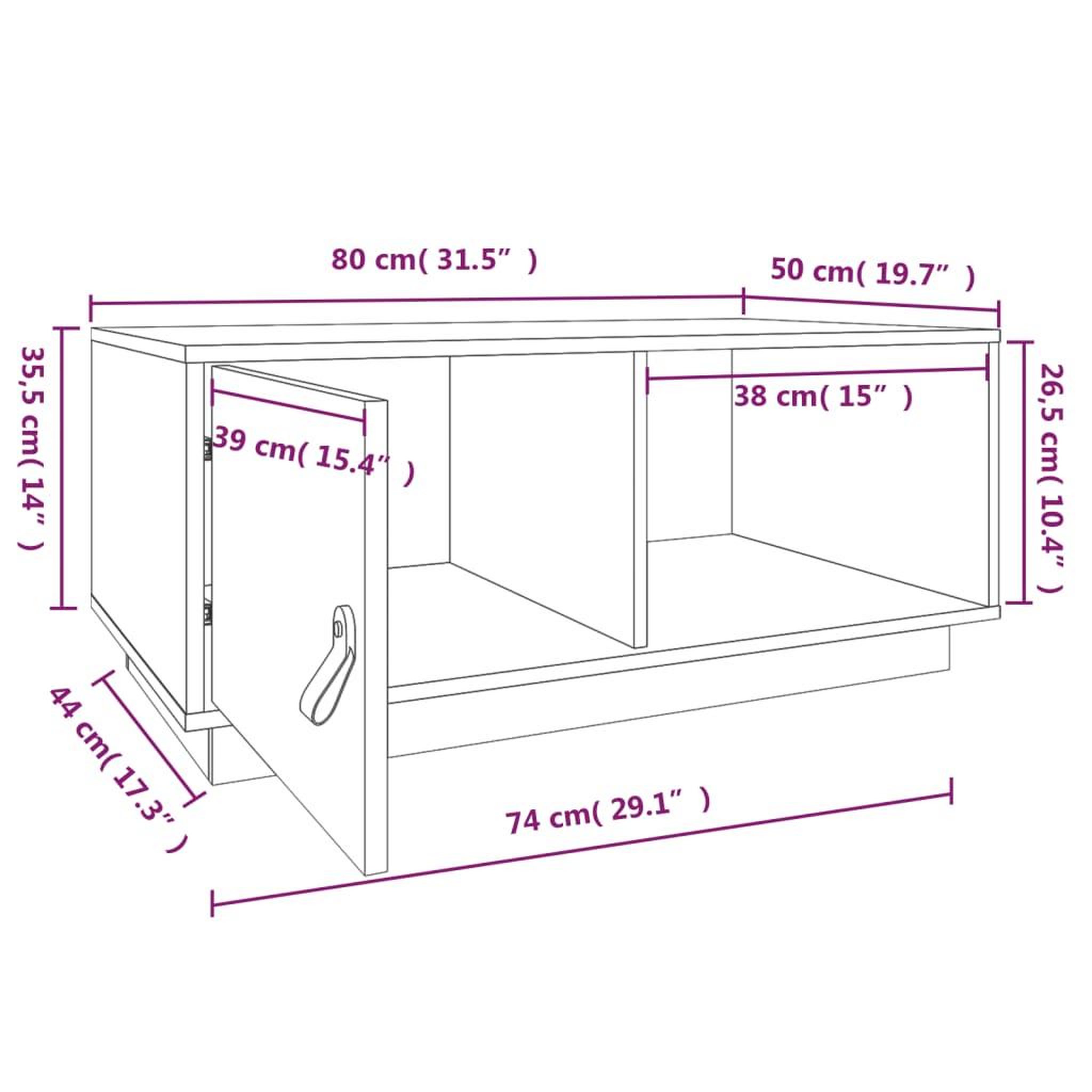 Voir la diapositive 6 : VIDAXL Table basse Blanc 80x50x35,5 cm Bois massif de pin