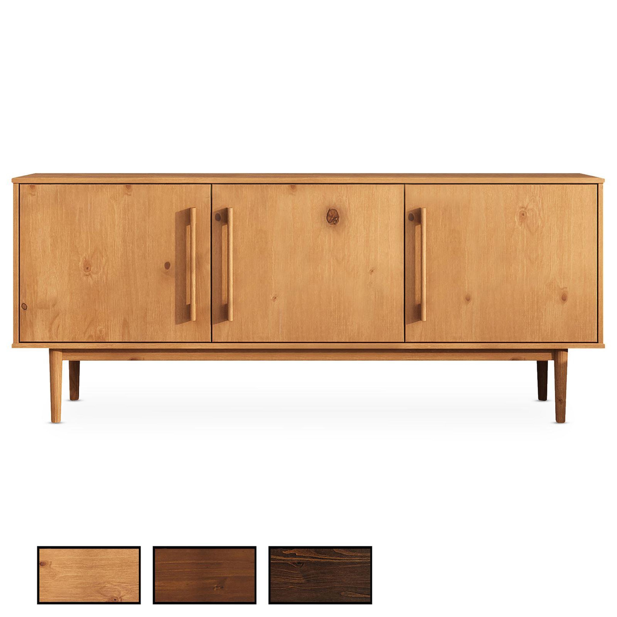 IDIMEX Buffet TECCA L 170 cm 3 portes en bois massif. Coloris disponibles : Marron