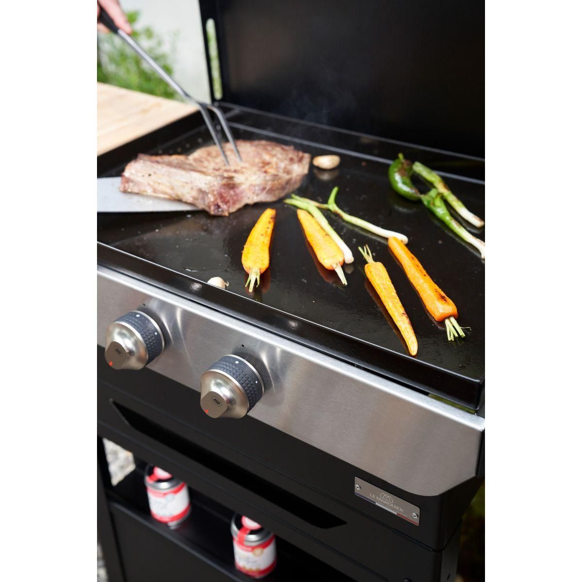 Le marquier Plancha gaz Original 260 duo Edition noir 2 brûleurs sur chariot, 60x40 cm