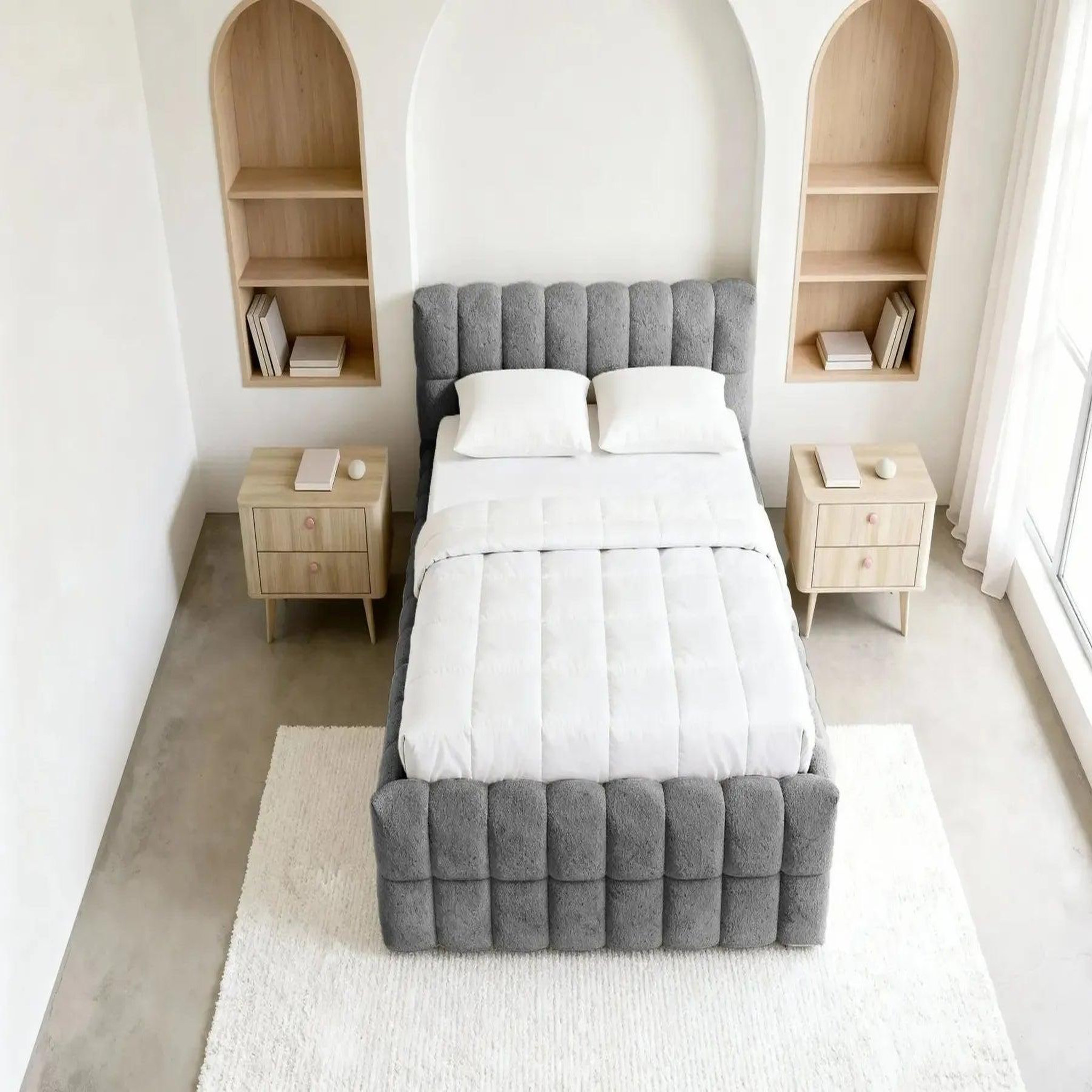 Voir la diapositive 5 : CASANOVA PARIS Voltaire - lit coffre tissu bouclette gris foncé