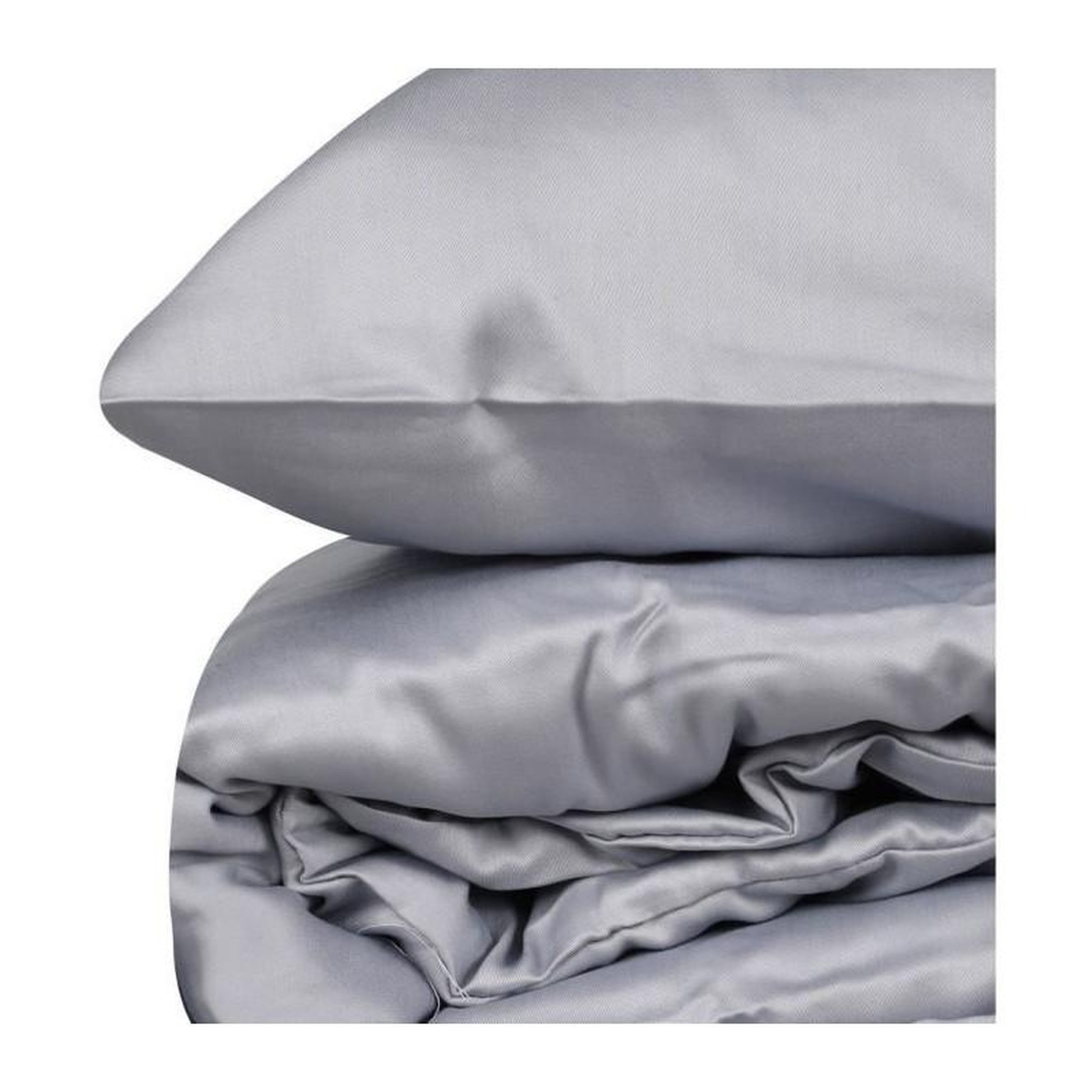 Voir la diapositive 4 : GENERIQUE Parure de lit - 129CTN63609 - 1 housse de couette 220 x 240 cm + 2 taies d'oreiller 60 x 60 cm - Satiné 100% coton - Gris