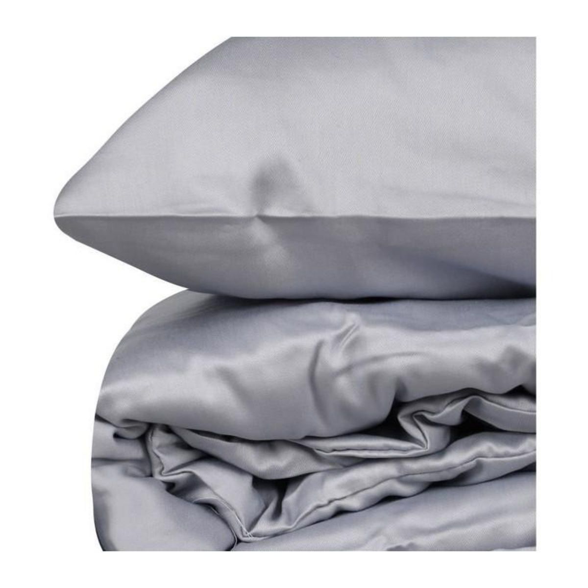 GENERIQUE Parure de lit - 129CTN63609 - 1 housse de couette 220 x 240 cm + 2 taies d'oreiller 60 x 60 cm - Satiné 100% coton - Gris