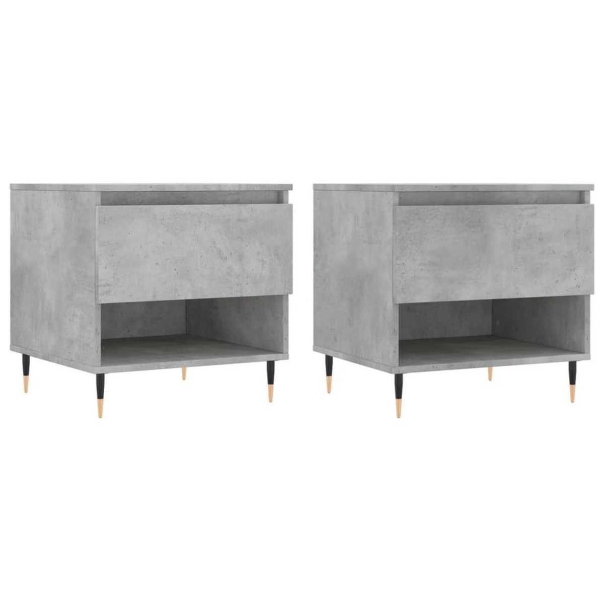 VIDAXL Tables basses 2 pcs gris beton 50x46x50 cm bois d'ingenierie