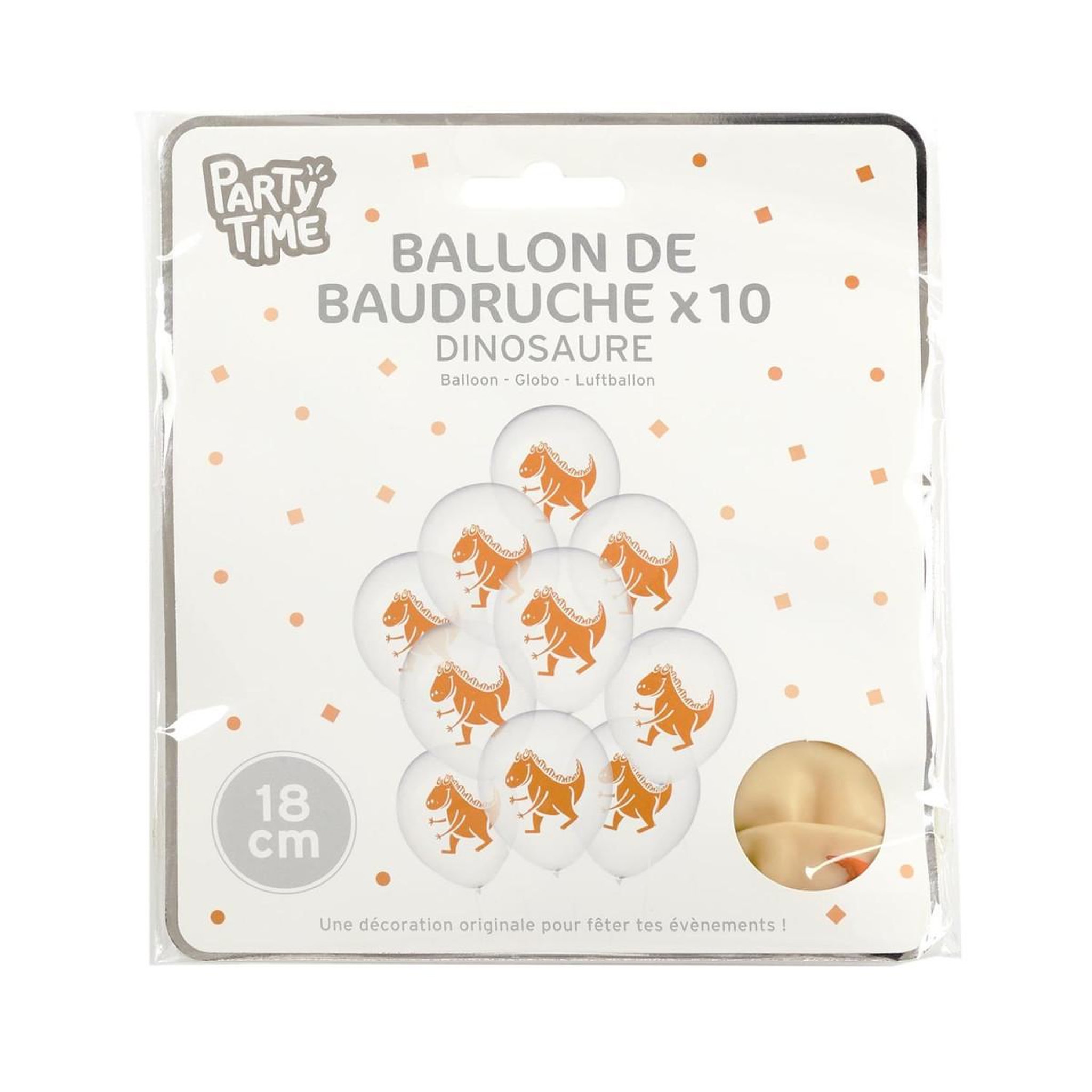 Voir la diapositive 2 : PARTY TIME Lot de 10 Ballons de Baudruche  Dinosaure  18cm Transparent