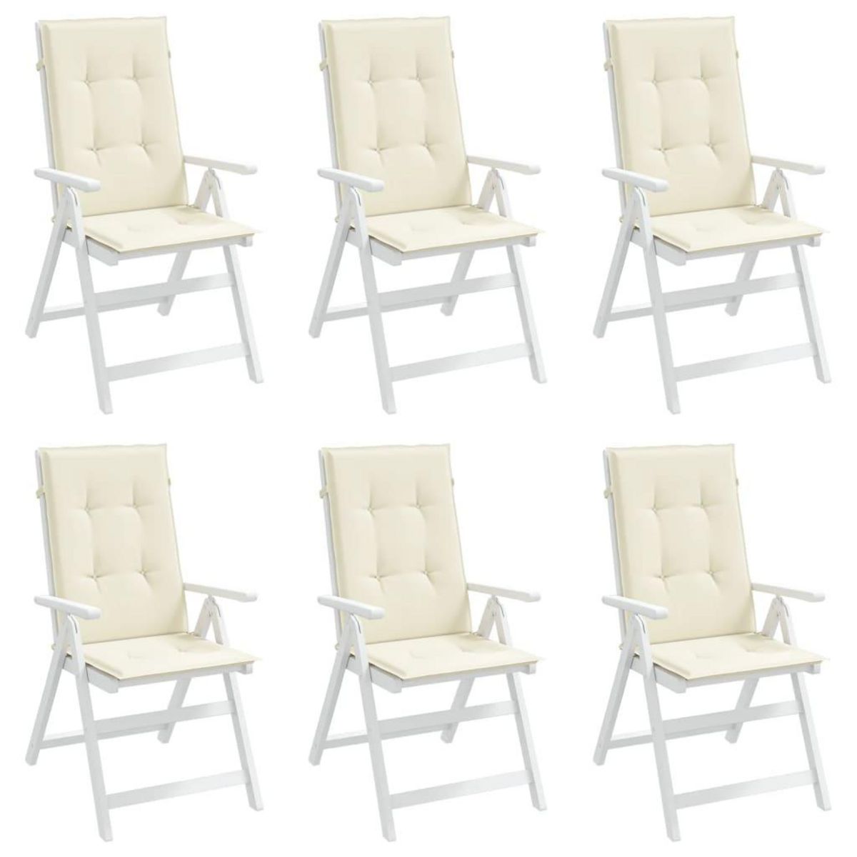 VIDAXL Coussins de chaise de jardin dossier haut lot de 6 creme tissu