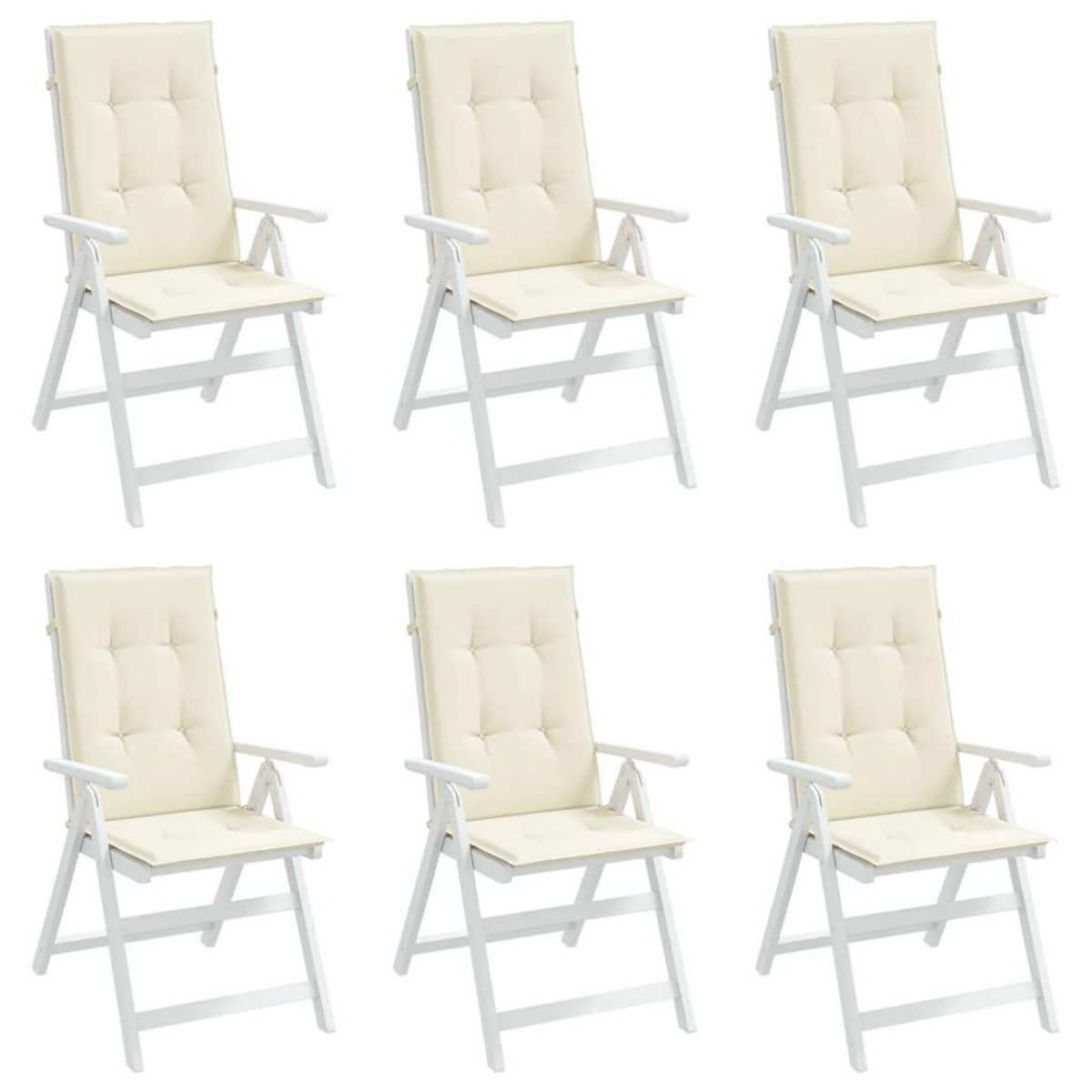 VIDAXL Coussins de chaise de jardin dossier haut lot de 6 creme tissu