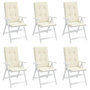 Voir la diapositive 4 : VIDAXL Coussins de chaise de jardin dossier haut lot de 6 creme tissu