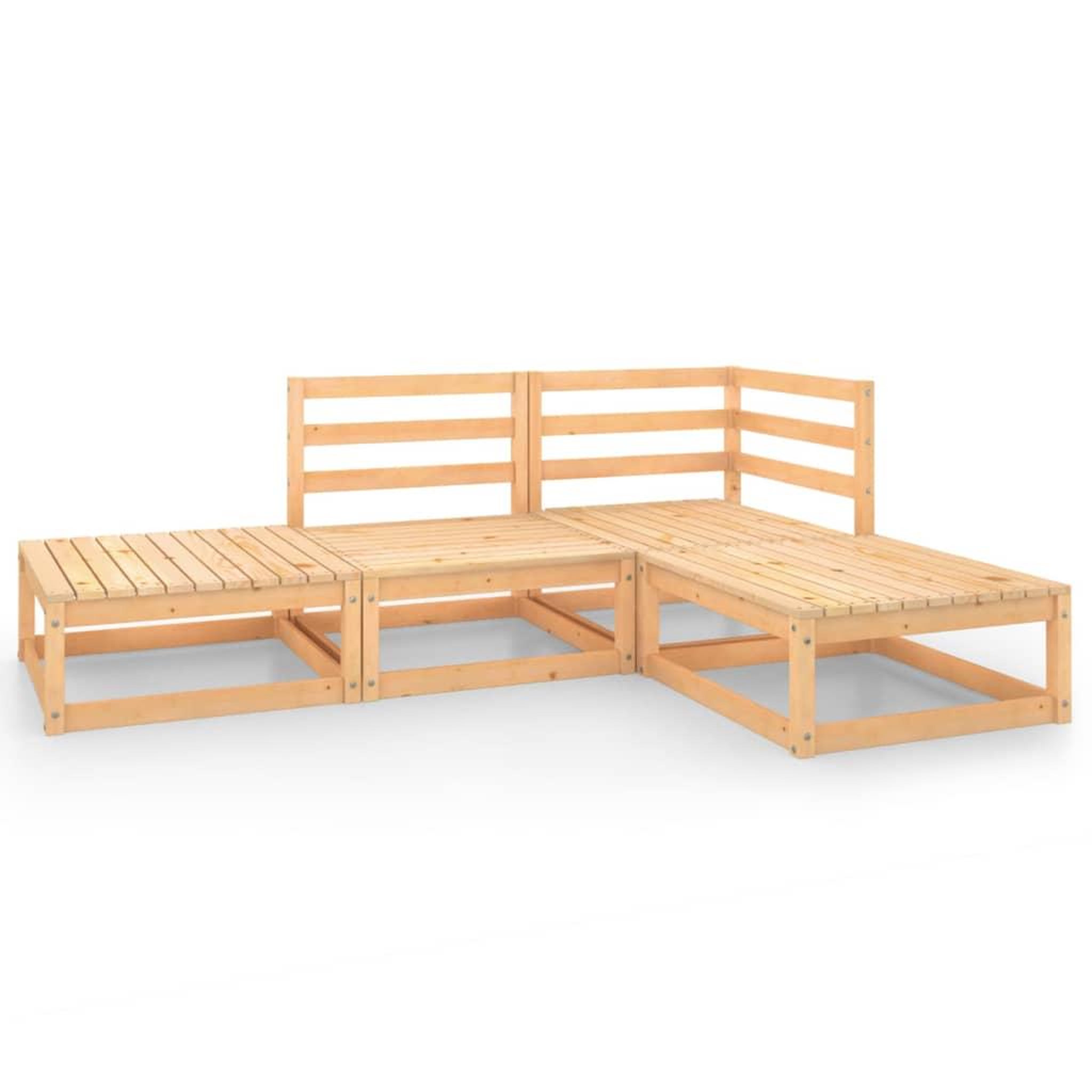 Voir la diapositive 2 : VIDAXL Salon de jardin 4 pcs Bois de pin massif