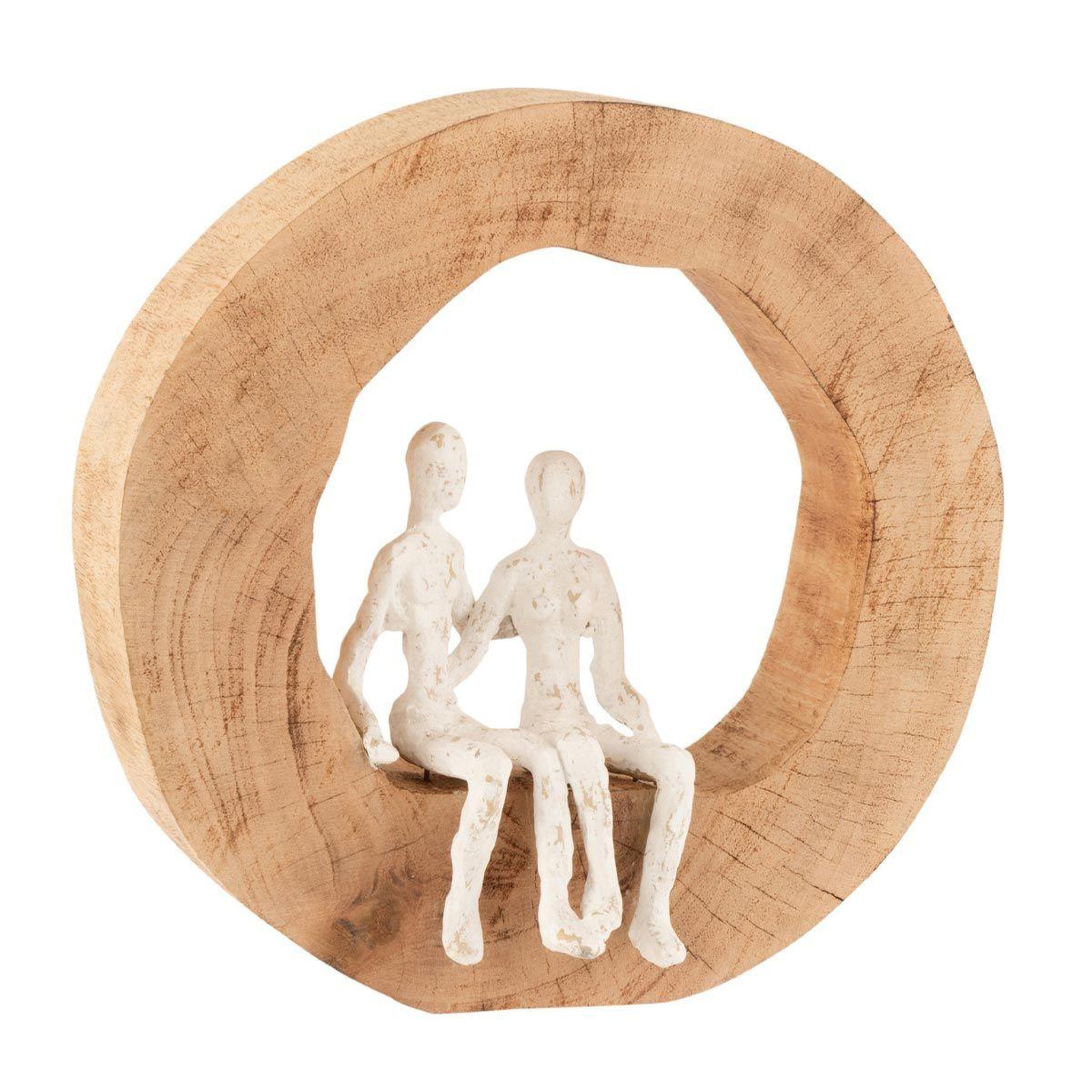J-LINE Couple assis déco  tijana  29cm naturel & blanc