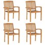 Voir la diapositive 2 : VIDAXL Chaises de jardin empilables avec coussins lot de 4 Teck solide