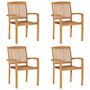 Voir la diapositive 2 : VIDAXL Chaises de jardin empilables avec coussins lot de 4 Teck solide