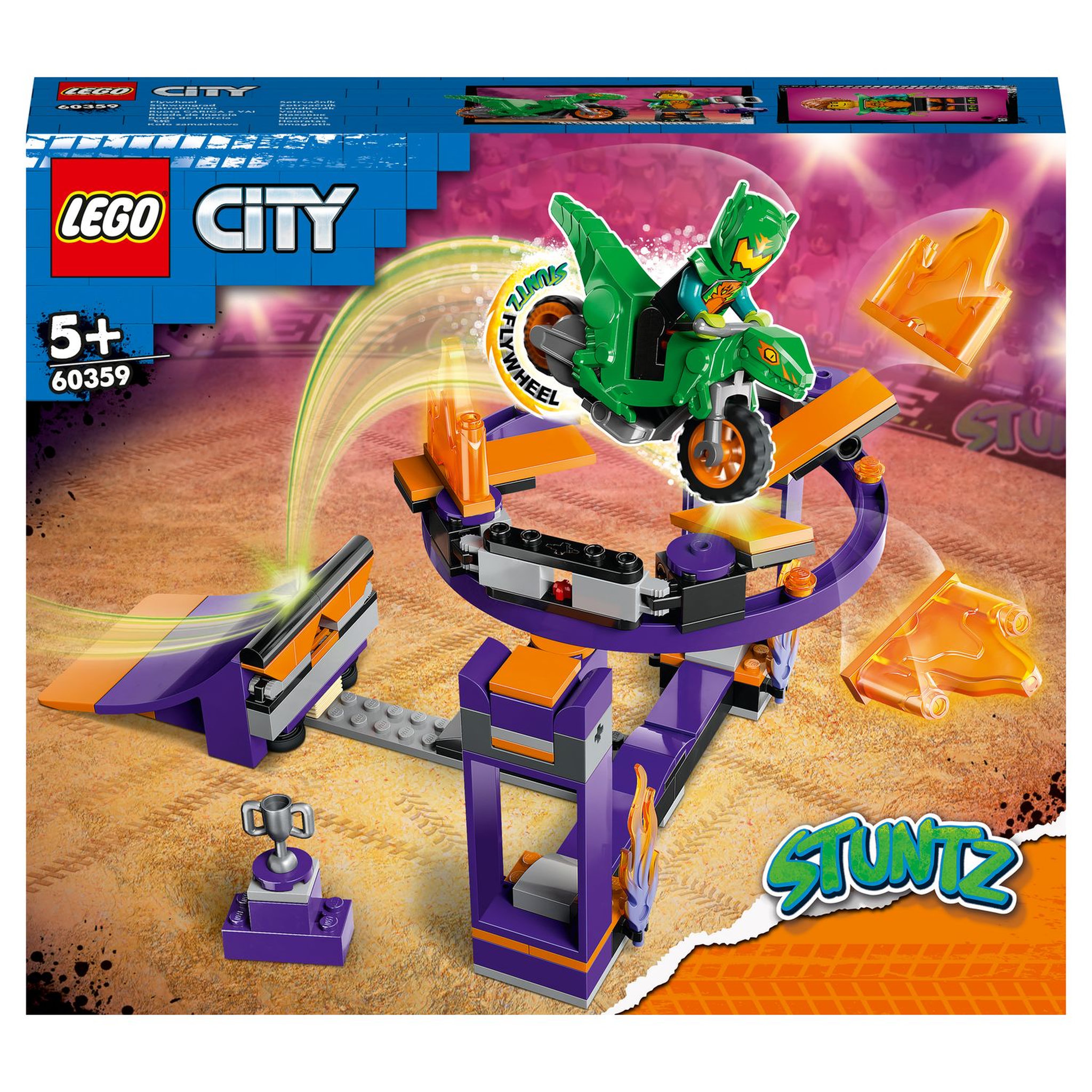 Voir la diapositive 1 : LEGO City 60359 - Le défi de cascade : le tremplin, Jouet 2-en-1 avec Moto Dinosaure et Cascadeur, Cadeau Anniversaire Enfants