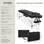 Voir la diapositive 6 : tectake Table de massage portable pliante 2 zones avec sac de transport inclus noir