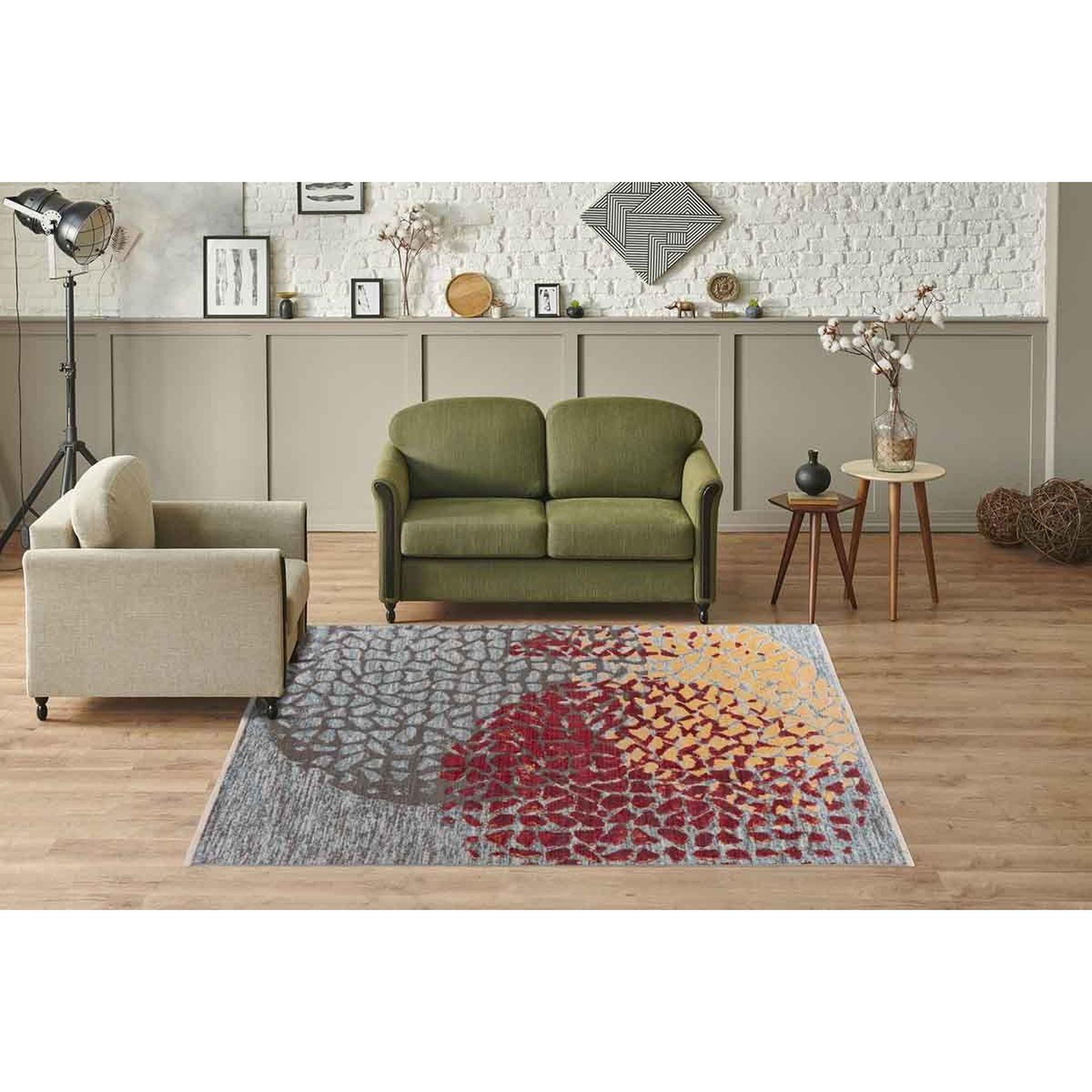 Voir la diapositive 5 : Paris Prix Tapis Tissé Imprimé à Poils Courts  Dilan  Rouge