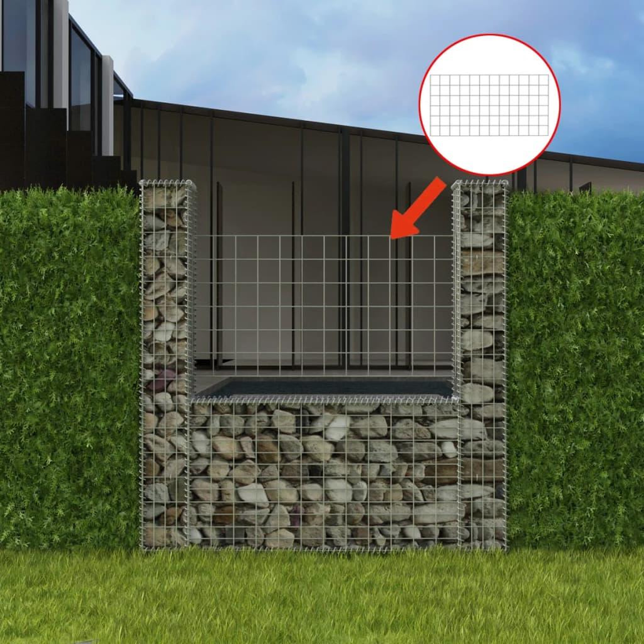 Voir la diapositive 1 : VIDAXL Panier de gabion en forme de U Acier galvanise 160x20x150 cm