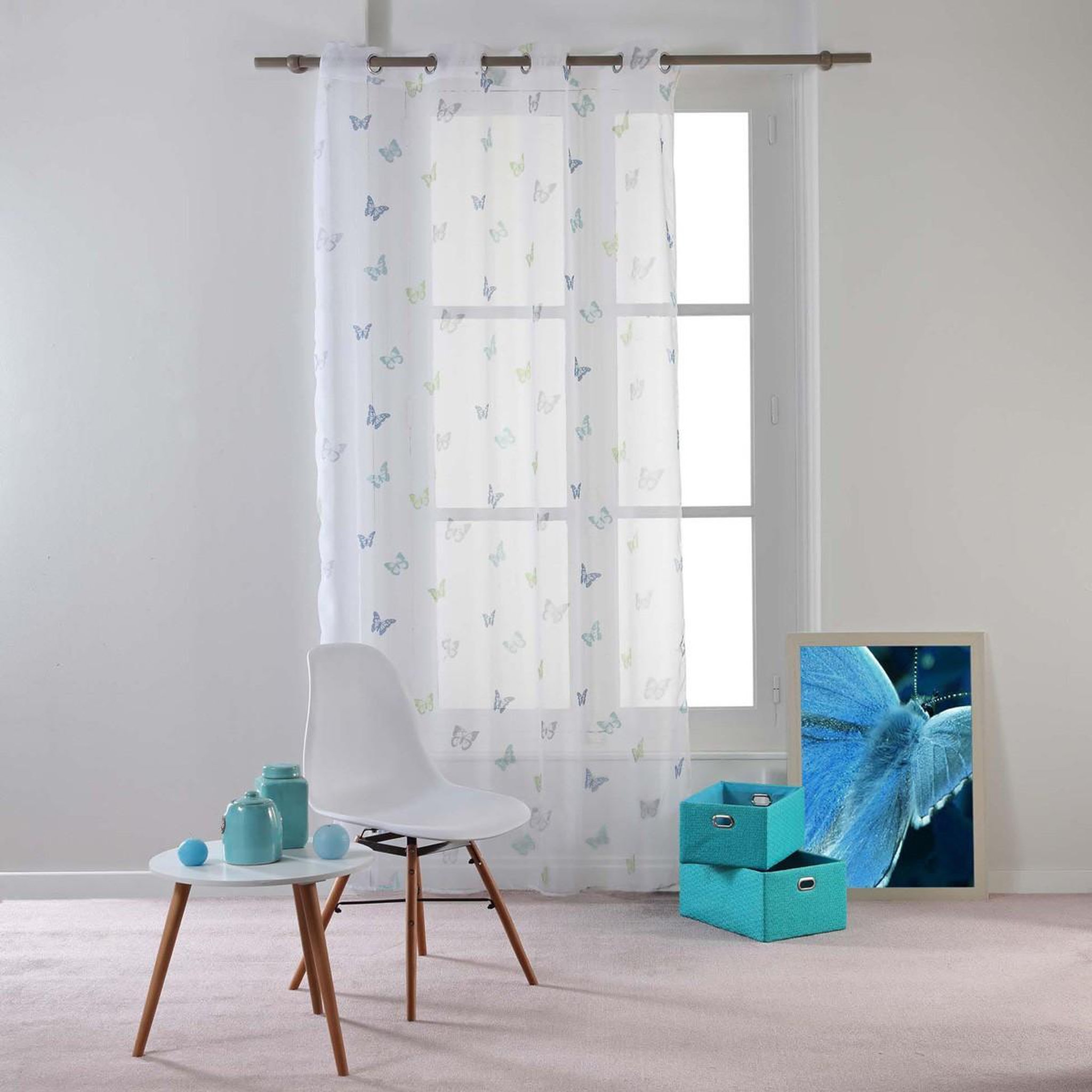 Douceur d'Intérieur Rideau voilage  hesperia  140x240cm bleu