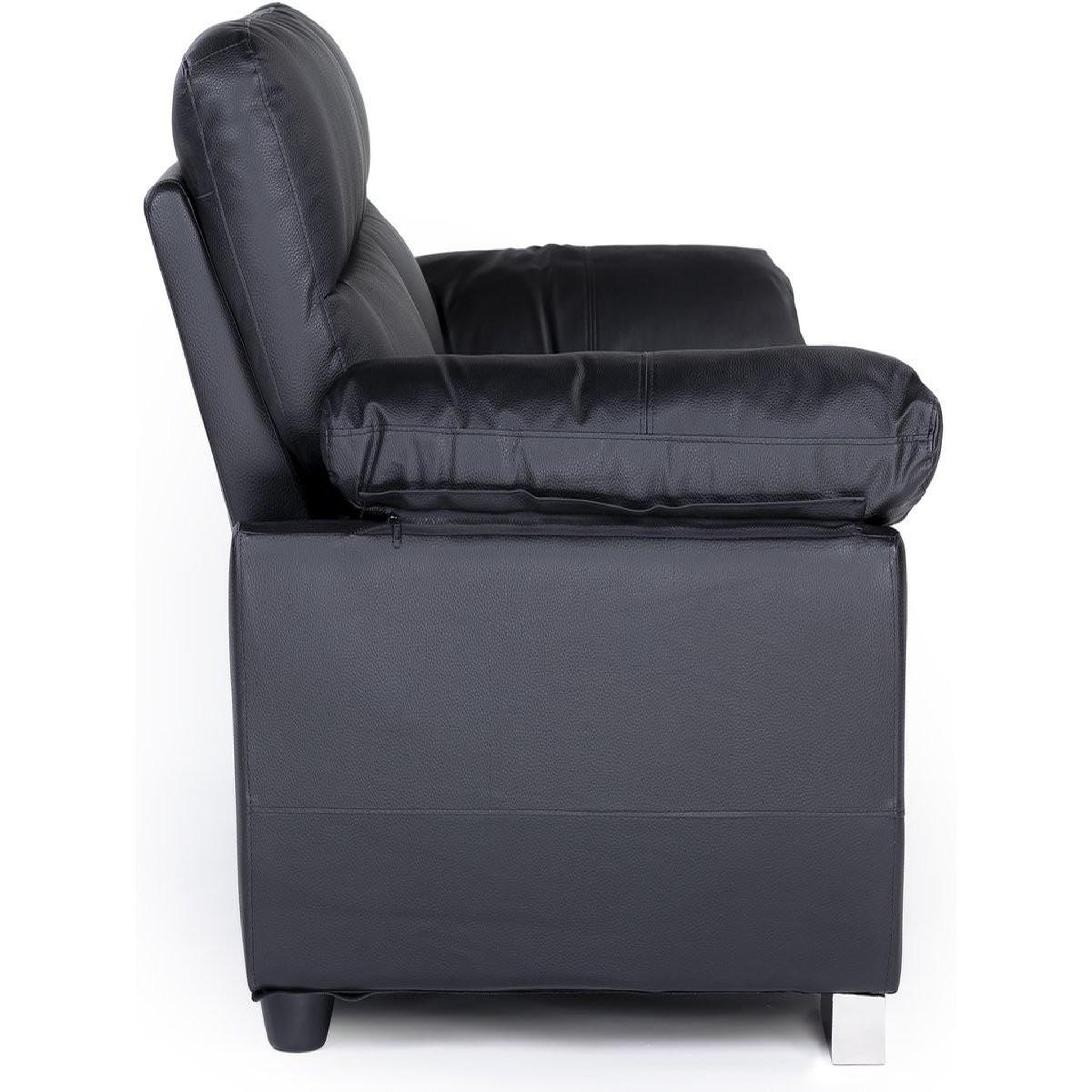 Voir la diapositive 3 : Habitat et Jardin Canapé fixe en cuir reconstitué et pvc  dallas  - 169 x 88 x 90 cm - 2 places - noir