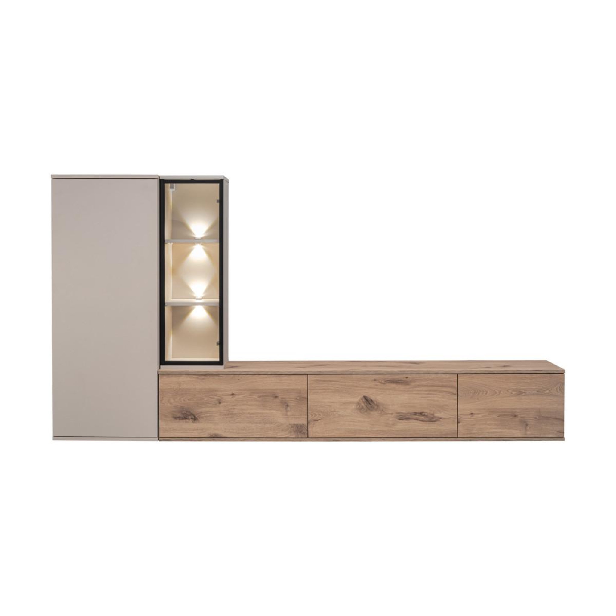 Voir la diapositive 2 : Paris Prix Ensemble meuble tv design  clare  240cm beige & naturel