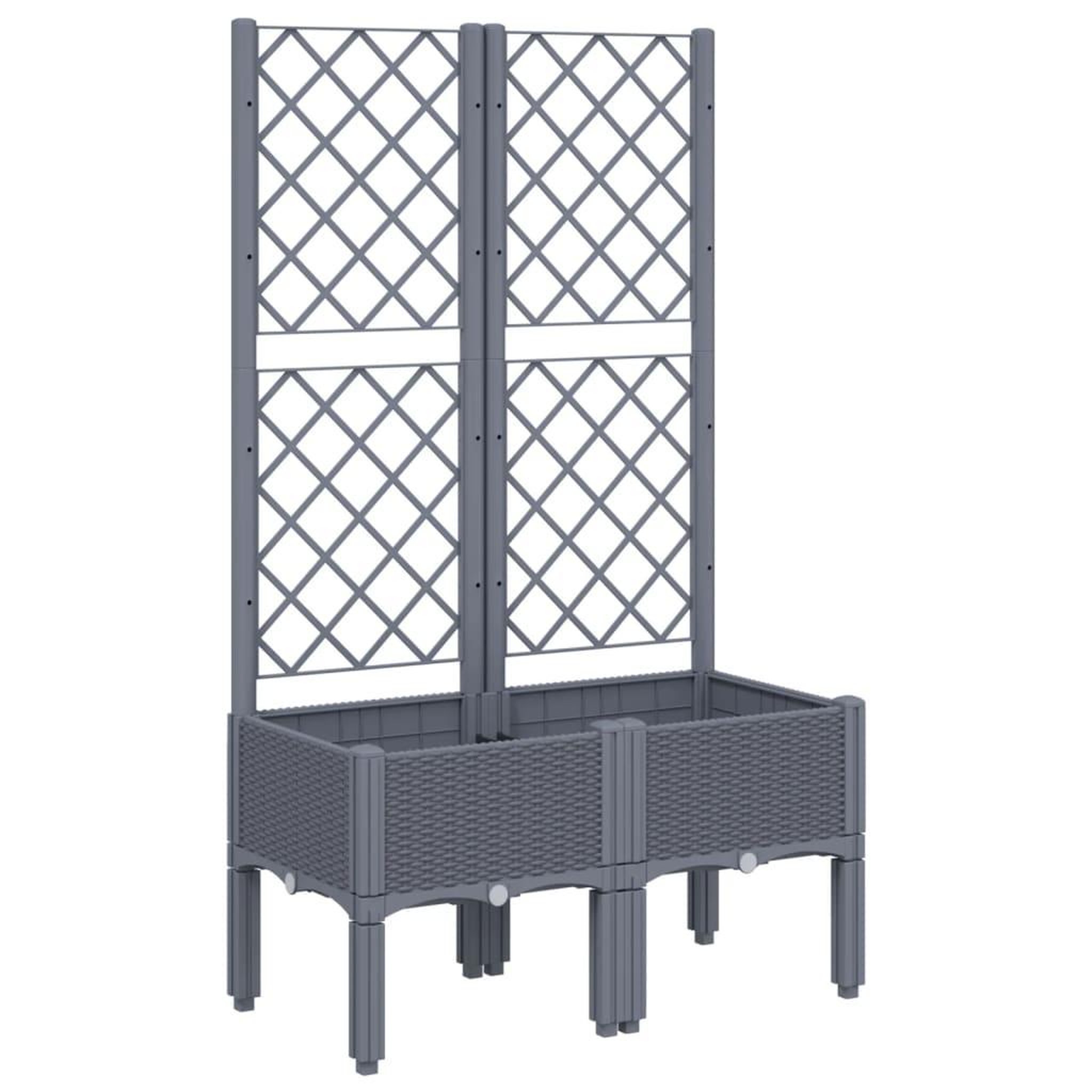 Voir la diapositive 2 : VIDAXL Jardiniere avec treillis bleu gris 80x40x142 cm PP