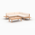 Rendez vous déco Salon de jardin 4 personnes en teck massif et tissu blanc-Nadila