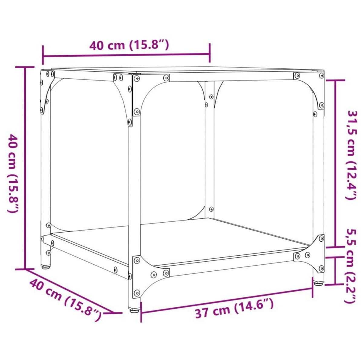 VIDAXL Tables basses avec dessus en verre transparent 2 pcs acier
