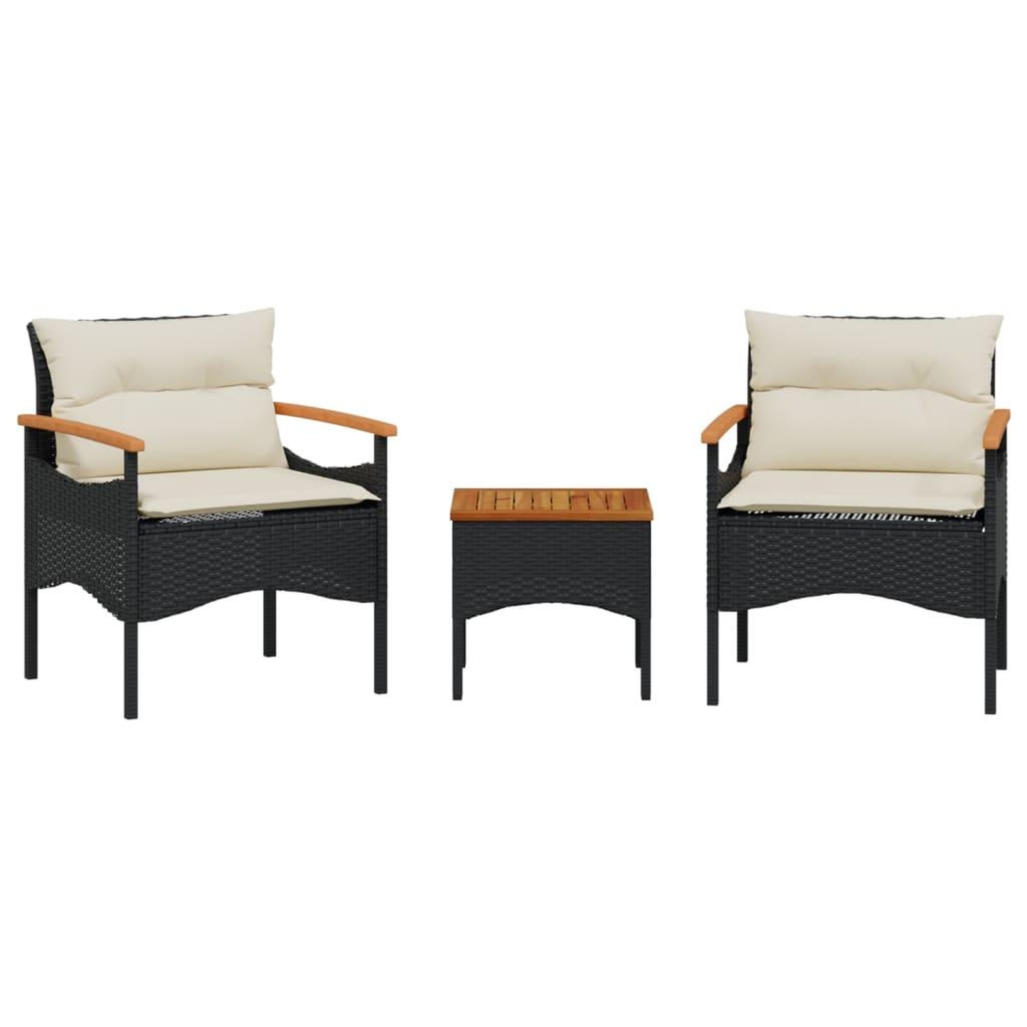 Voir la diapositive 2 : VIDAXL Salon de jardin 3 pcs avec coussins noir resine tressee