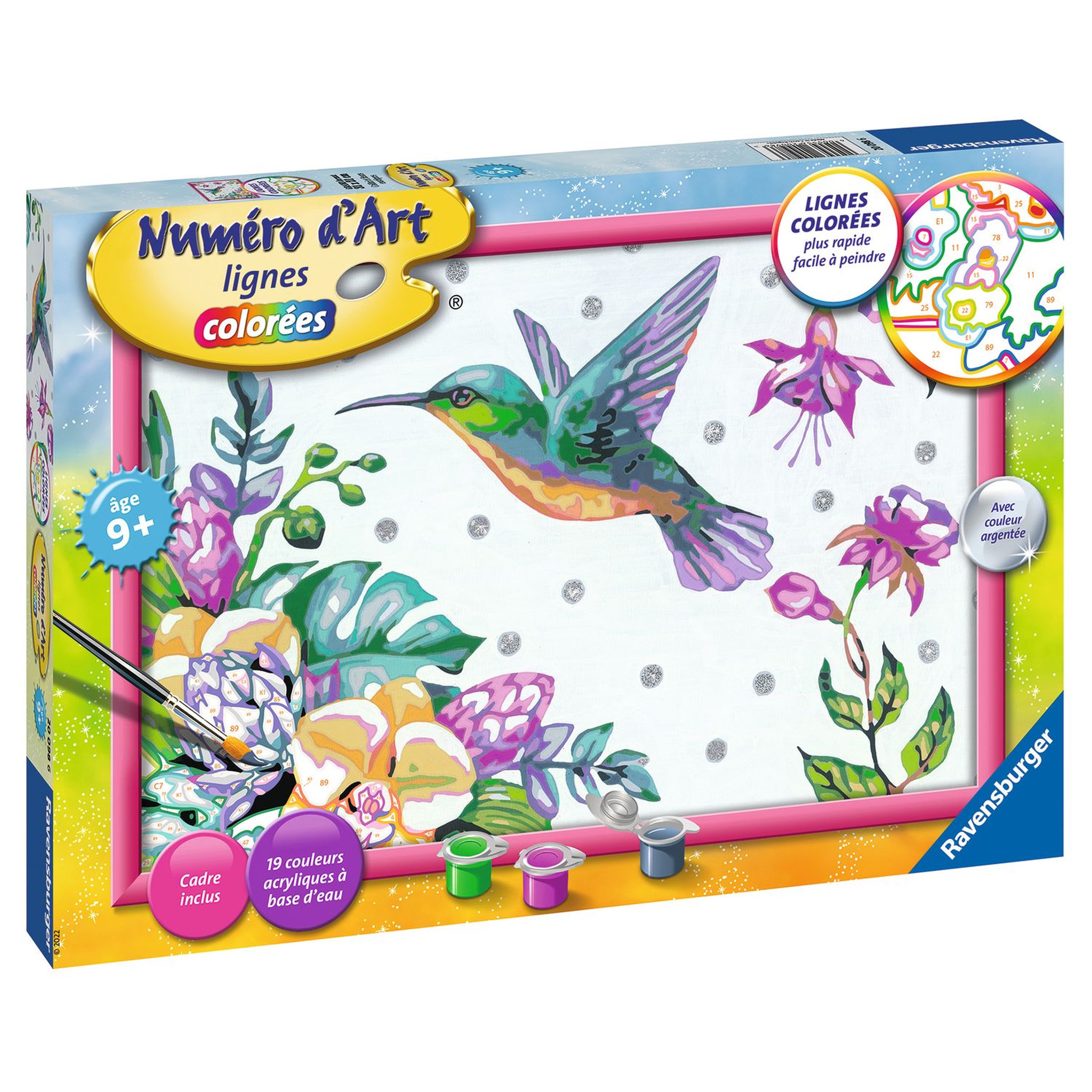 Voir la diapositive 1 : RAVENSBURGER Tableau Colibri et fleurs exotiques - Grand format - Numéro d'art
