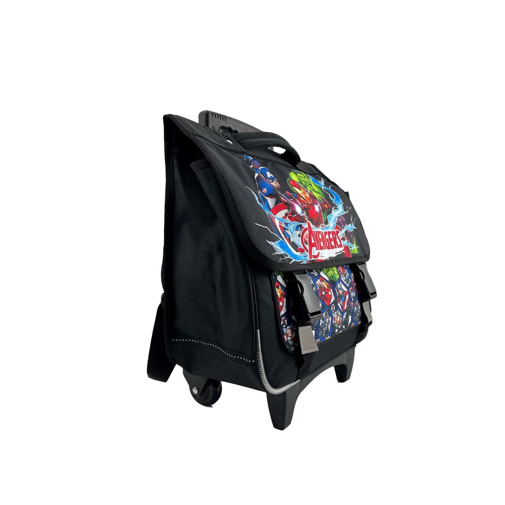 Voir la diapositive 2 : Bagtrotter Avengers - Cartable Scolaire à Roulettes 38 cm - Garçon - Noir - 2 Compartiments