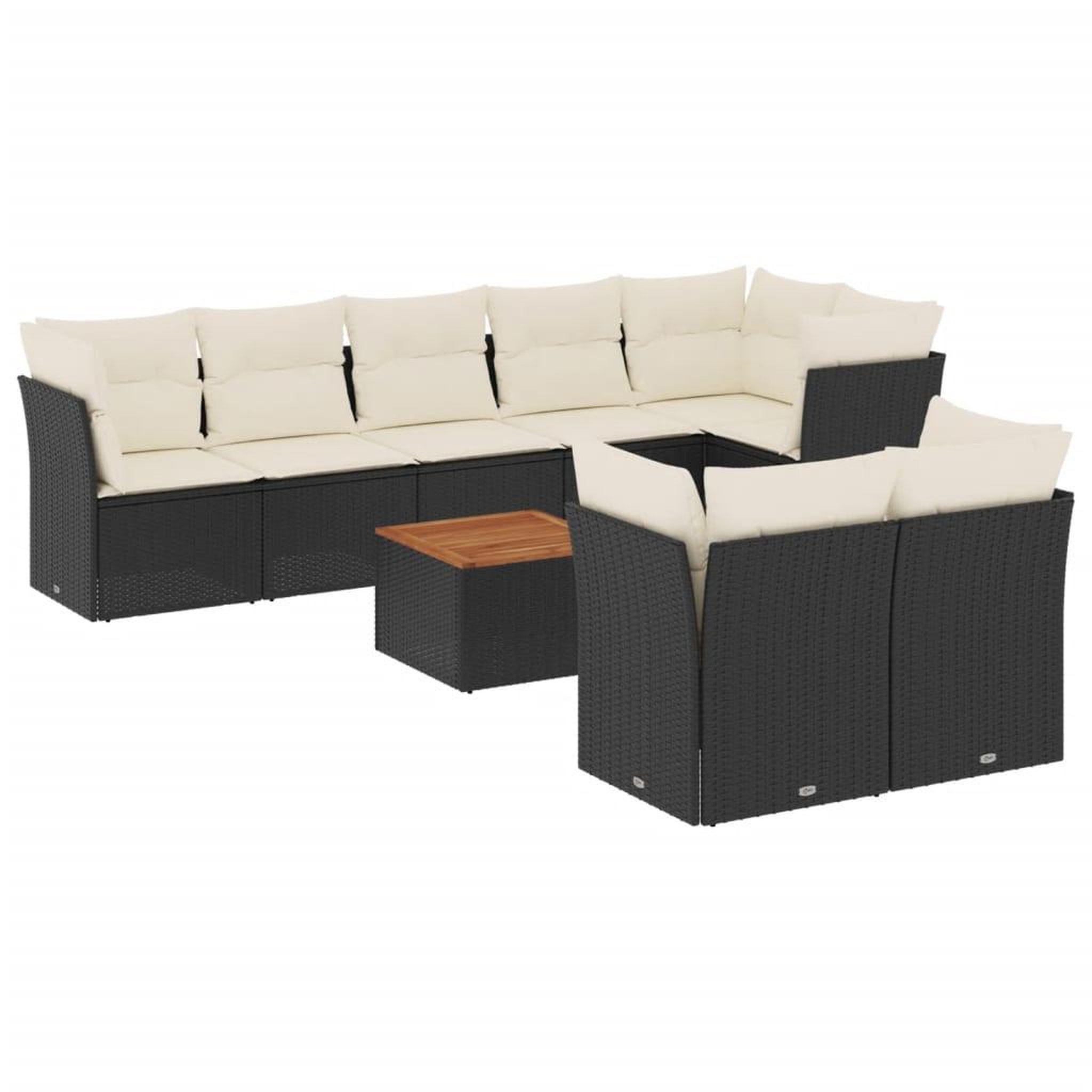 Voir la diapositive 2 : VIDAXL Salon de jardin 9 pcs avec coussins noir resine tressee