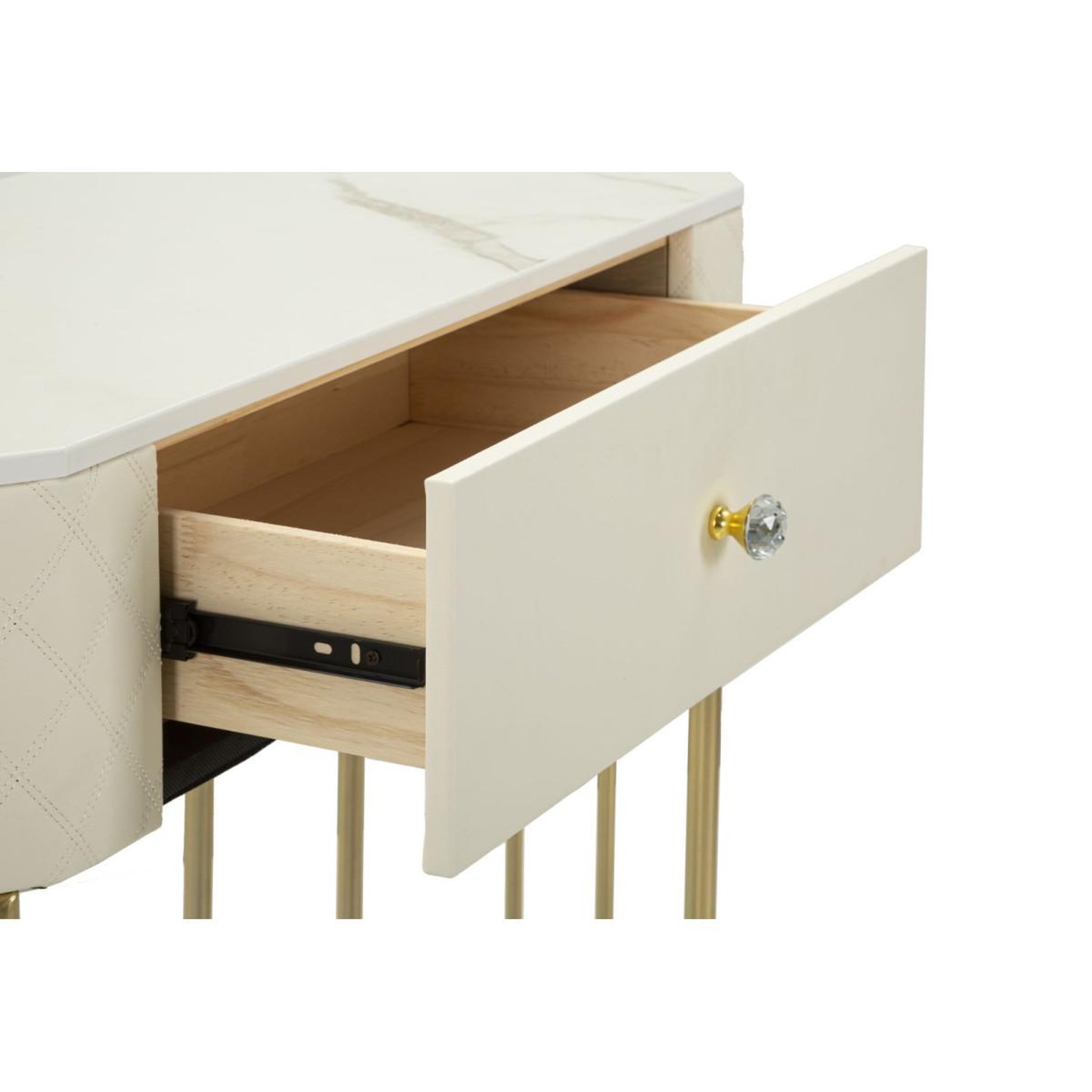 Voir la diapositive 5 : Paris Prix Console design effet marbre  sharon  100cm blanc & or