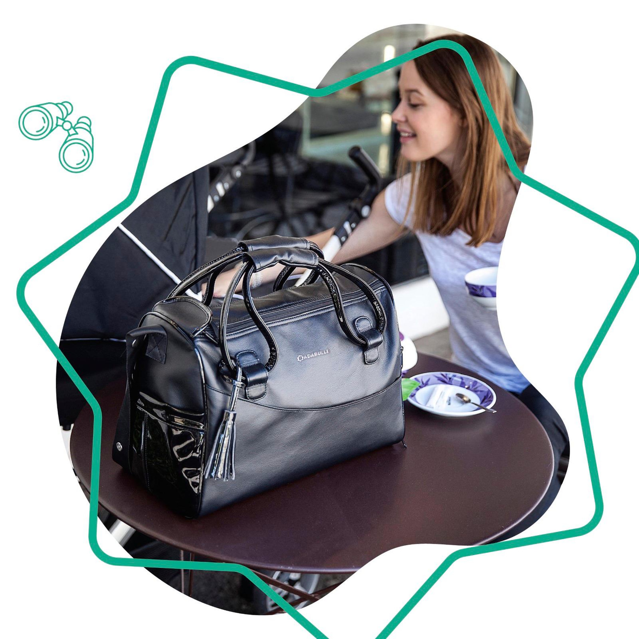 Voir la diapositive 6 : BADABULLE Sac à langer glossy badabulle - poches intérieures et extérieures - matelas à langer inclus
