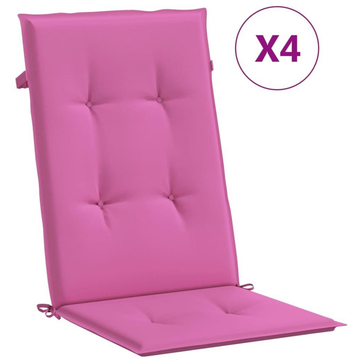 VIDAXL Coussins de chaise a dossier haut lot de 4 rose tissu