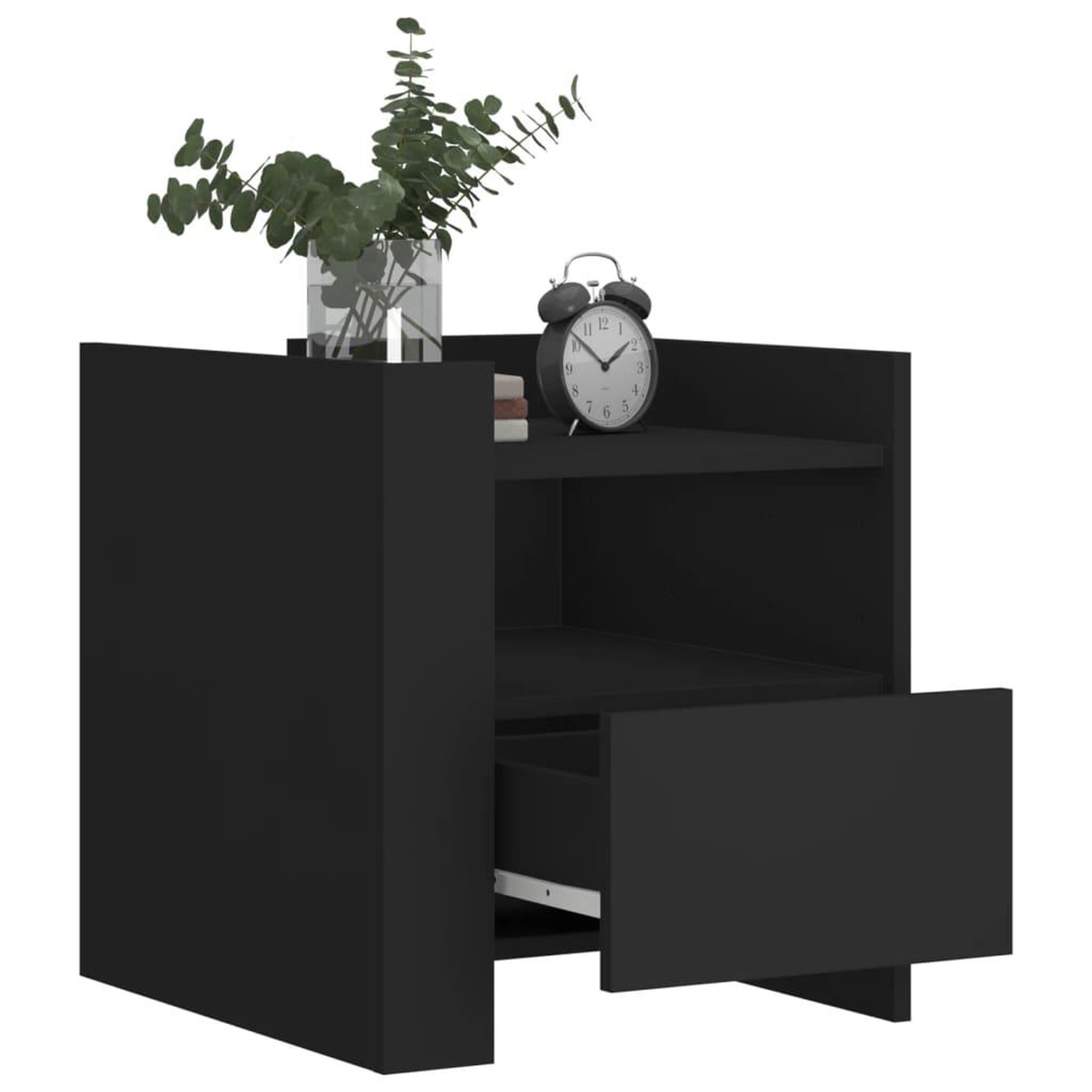 Voir la diapositive 3 : VIDAXL Table de chevet noir 45x50x50 cm bois d'ingenierie