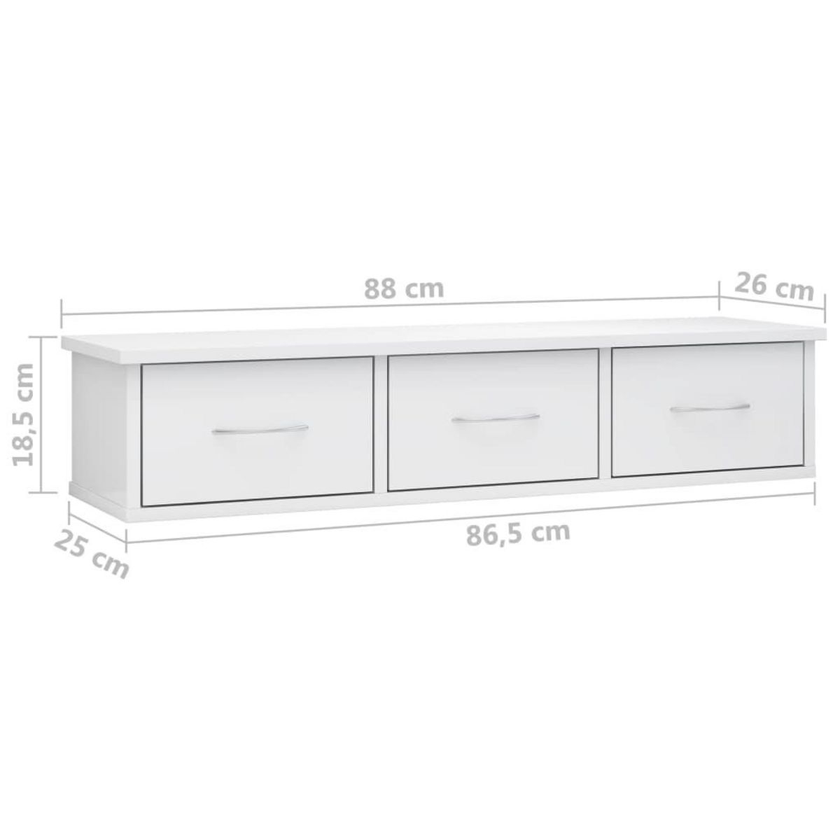 VIDAXL Etagere murale avec tiroirs Blanc brillant Bois d'ingenierie