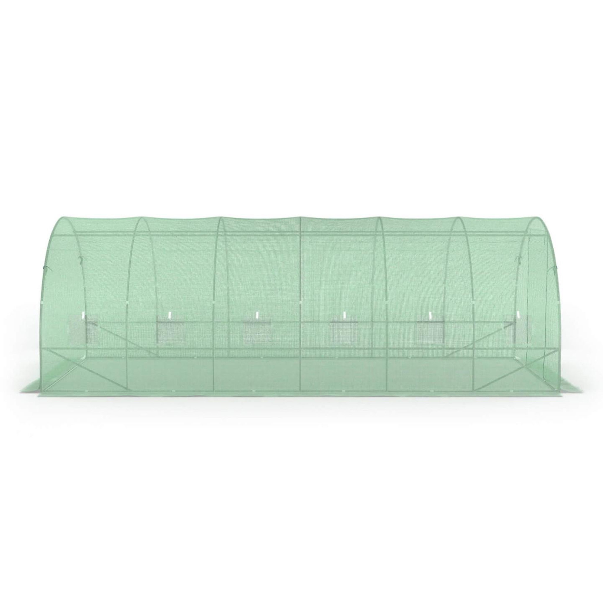Voir la diapositive 5 : ID MARKET Bâche de rechange pour serre de jardin tunnel 18m² 6 x 3 x 2 m anti-uv avec porte et fenêtres crimée verte
