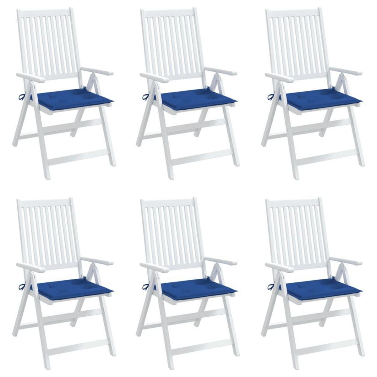 VIDAXL Coussins de chaise de jardin lot de 6 bleu royal 40x40x3 cm