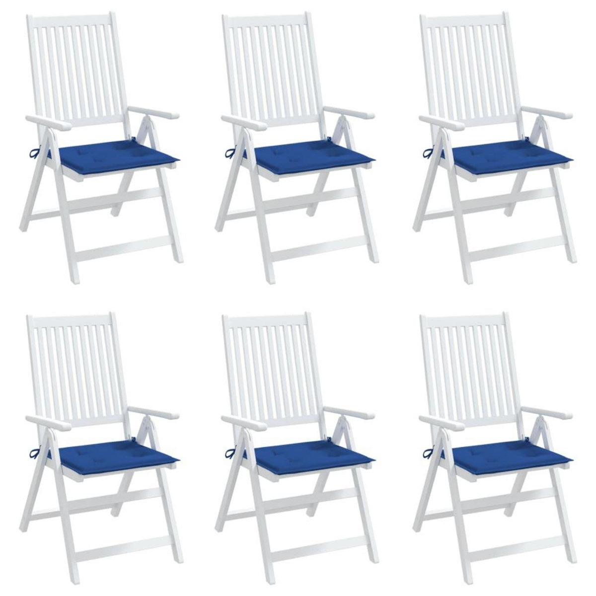 VIDAXL Coussins de chaise de jardin lot de 6 bleu royal 40x40x3 cm