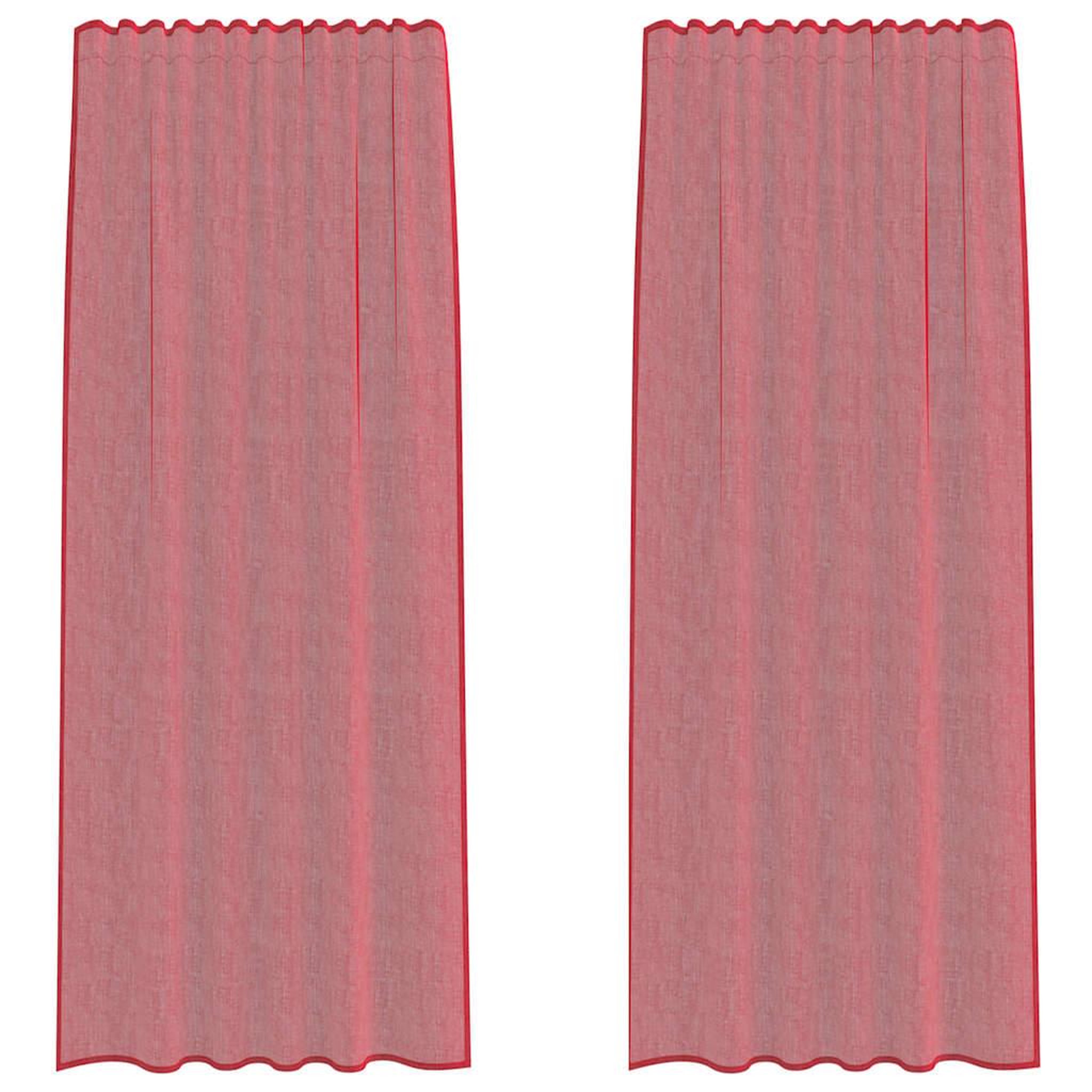 Voir la diapositive 2 : VIDAXL Rideaux en voile avec boucles 2 pcs rouge bordeaux 140x245 cm