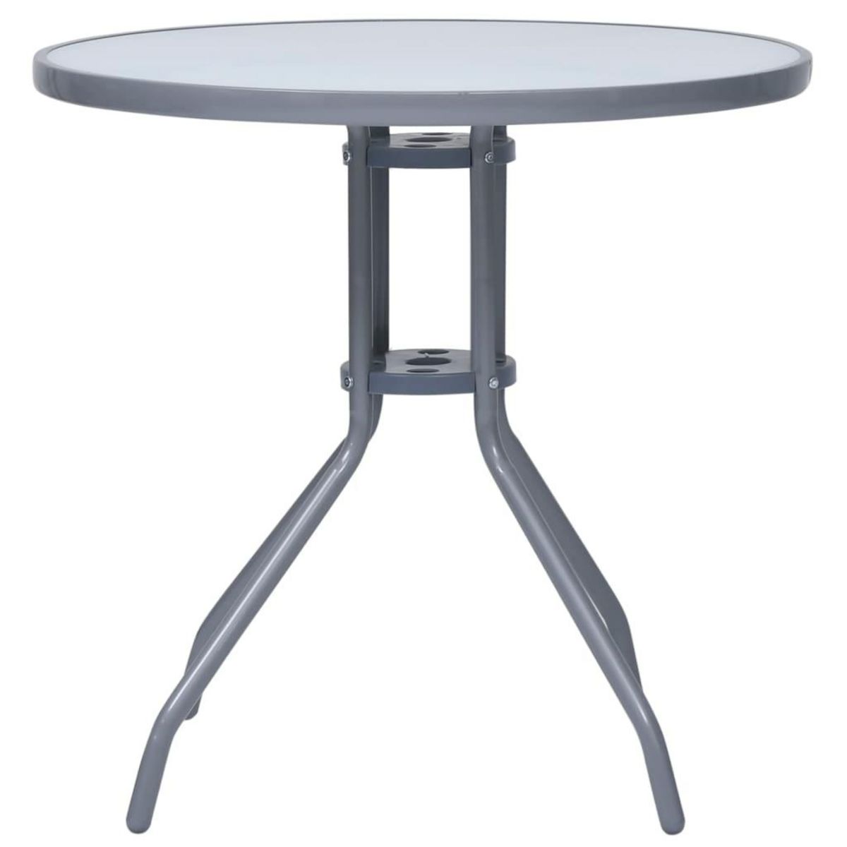 VIDAXL Table de jardin Gris clair 80 cm Acier et verre