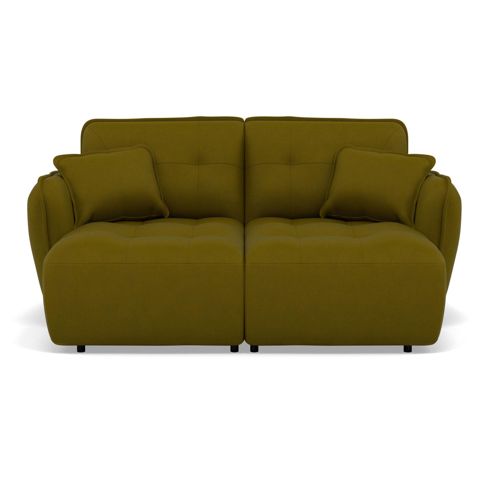Voir la diapositive 5 : BEST MOBILIER Thais - canapé droit 4 places avec double méridienne assise profonde en tissu texturé